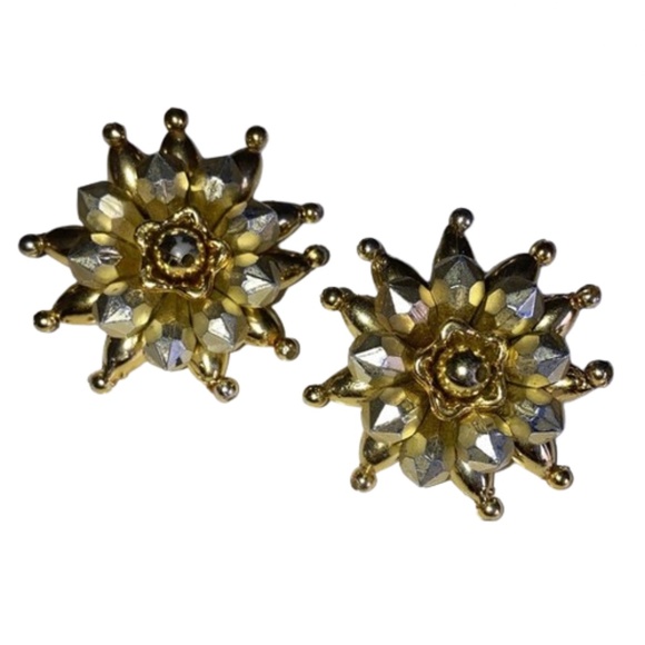 Clip earrings clip on golden Star Sunshine Sun Light - Picture 1 of 6